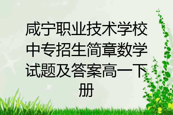 咸宁职业技术学校中专招生简章数学试题及答案高一下册