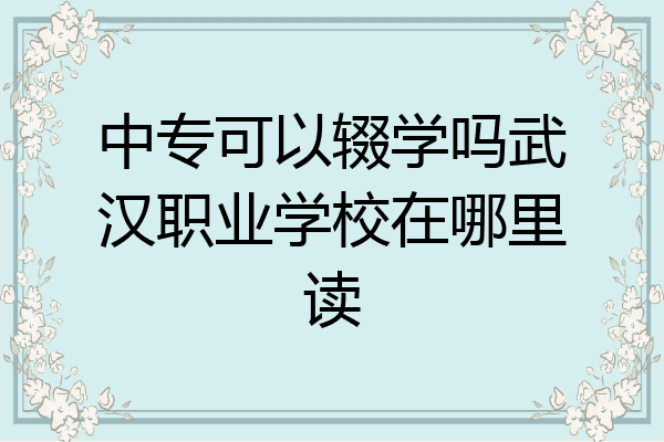 中专可以辍学吗武汉职业学校在哪里读