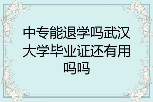 中专能退学吗武汉大学毕业证还有用吗吗
