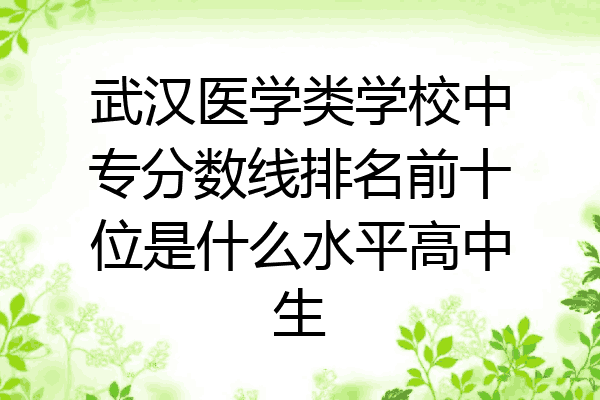 武汉医学类学校中专分数线排名前十位是什么水平高中生