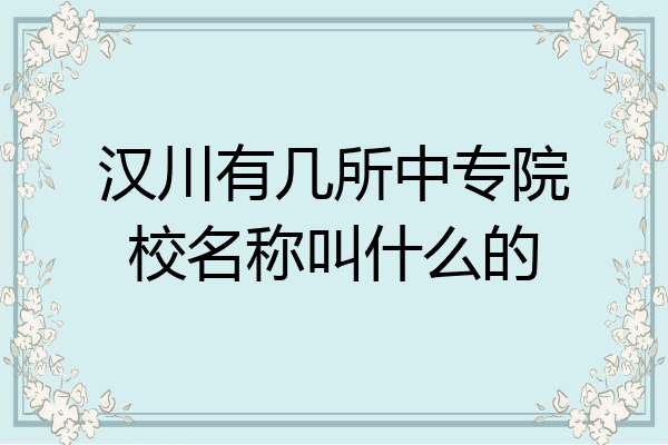 汉川有几所中专院校名称叫什么的