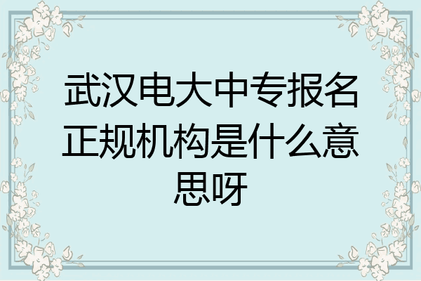 武汉电大中专报名正规机构是什么意思呀
