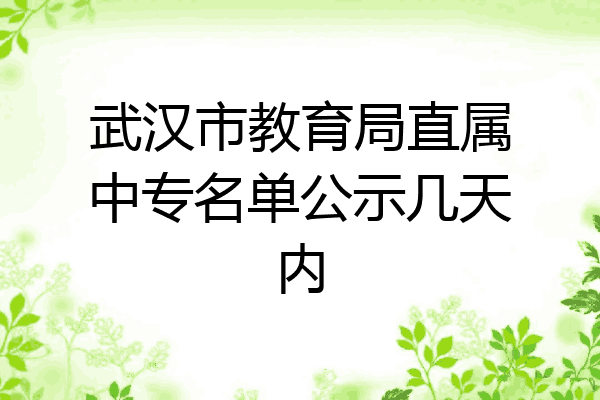 武汉市教育局直属中专名单公示几天内