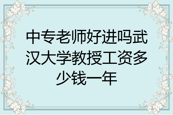 中专老师好进吗武汉大学教授工资多少钱一年