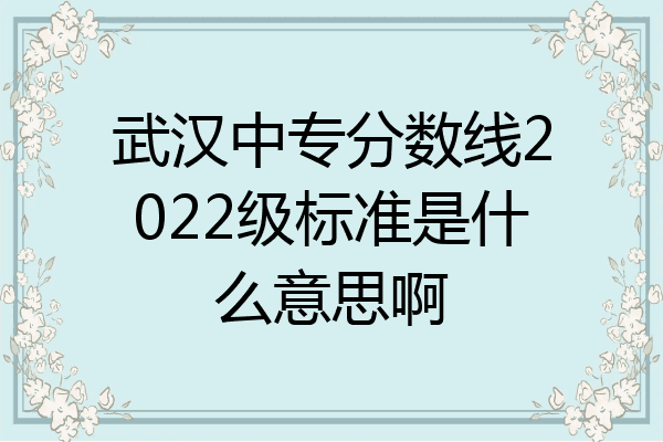 武汉中专分数线2022级标准是什么意思啊