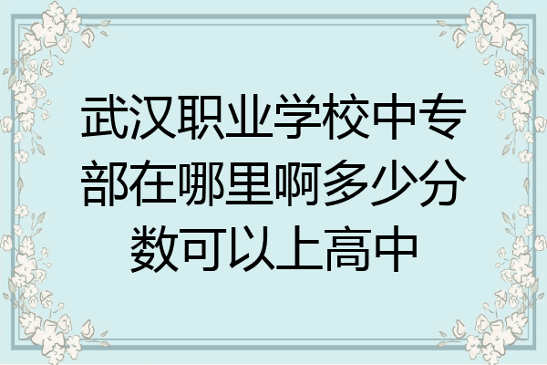 武汉职业学校中专部在哪里啊多少分数可以上高中