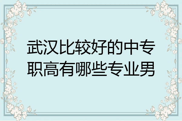 武汉比较好的中专职高有哪些专业男