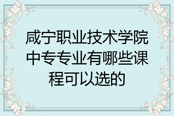 咸宁职业技术学院中专专业有哪些课程可以选的