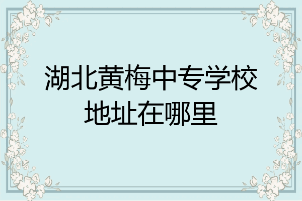 湖北黄梅中专学校地址在哪里