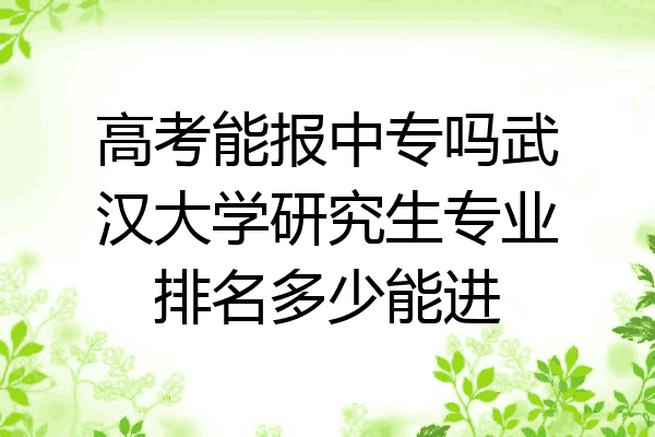 高考能报中专吗武汉大学研究生专业排名多少能进