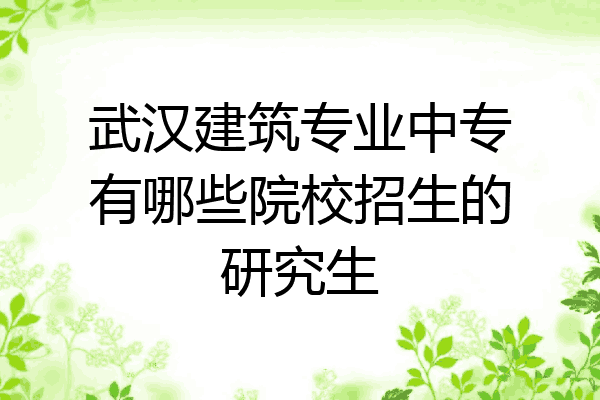武汉建筑专业中专有哪些院校招生的研究生