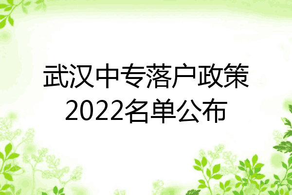 武汉中专落户政策2022名单公布