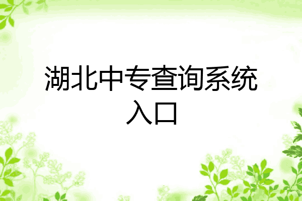 湖北中专查询系统入口