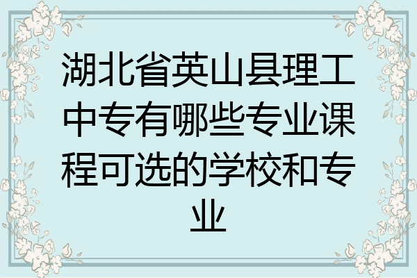 湖北省英山县理工中专有哪些专业课程可选的学校和专业
