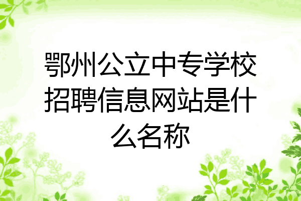 鄂州公立中专学校招聘信息网站是什么名称