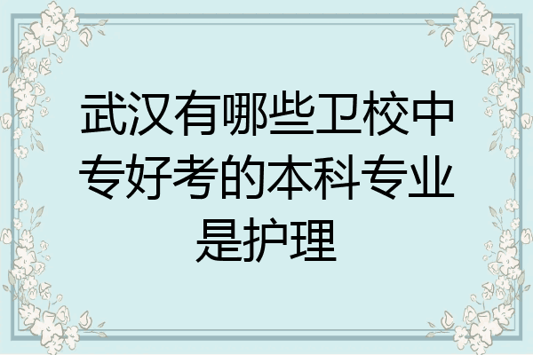 武汉有哪些卫校中专好考的本科专业是护理