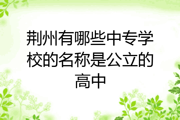 荆州有哪些中专学校的名称是公立的高中