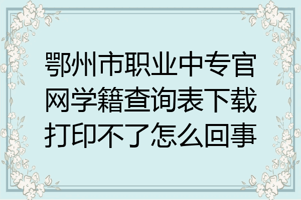 鄂州市职业中专官网学籍查询表下载打印不了怎么回事