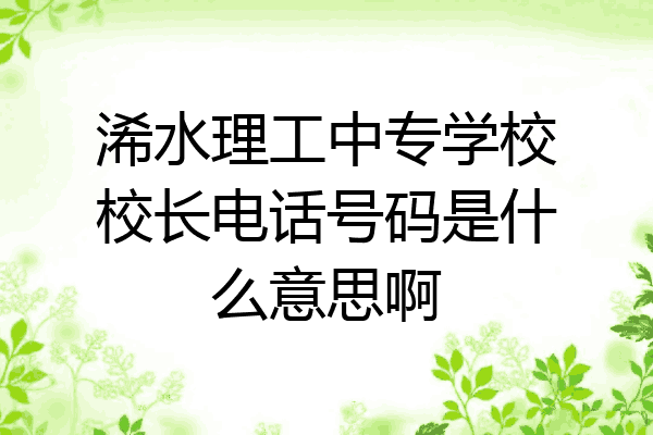 浠水理工中专学校校长电话号码是什么意思啊