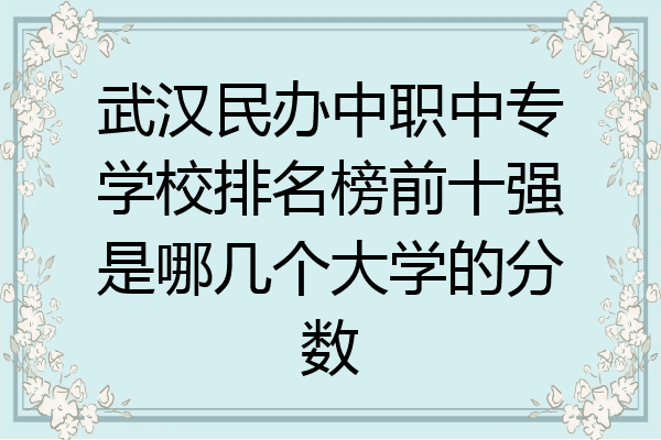 武汉民办中职中专学校排名榜前十强是哪几个大学的分数