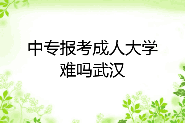 中专报考成人大学难吗武汉