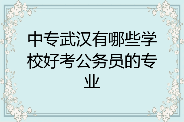 中专武汉有哪些学校好考公务员的专业