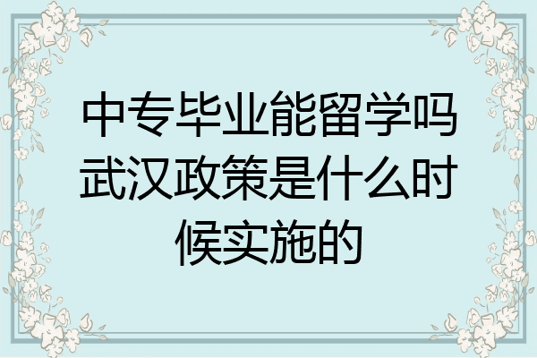 中专毕业能留学吗武汉政策是什么时候实施的