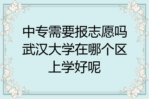 中专需要报志愿吗武汉大学在哪个区上学好呢