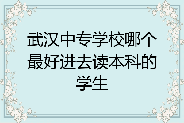 武汉中专学校哪个最好进去读本科的学生