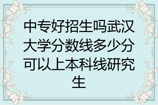中专好招生吗武汉大学分数线多少分可以上本科线研究生