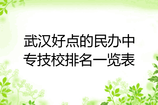 武汉好点的民办中专技校排名一览表