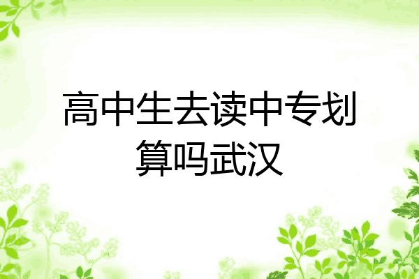 高中生去读中专划算吗武汉