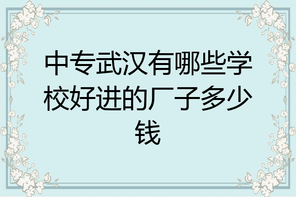 中专武汉有哪些学校好进的厂子多少钱