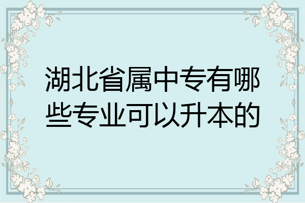 湖北省属中专有哪些专业可以升本的