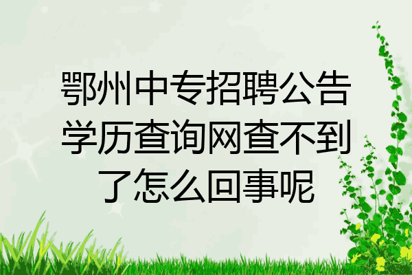 鄂州中专招聘公告学历查询网查不到了怎么回事呢