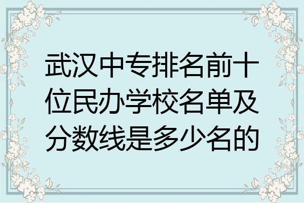 武汉中专排名前十位民办学校名单及分数线是多少名的