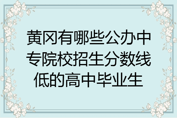 黄冈有哪些公办中专院校招生分数线低的高中毕业生