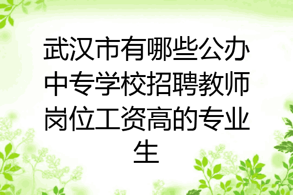 武汉市有哪些公办中专学校招聘教师岗位工资高的专业生