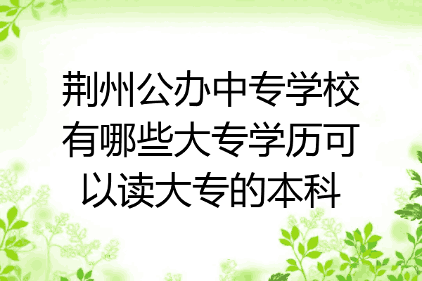 荆州公办中专学校有哪些大专学历可以读大专的本科