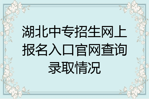 湖北中专招生网上报名入口官网查询录取情况