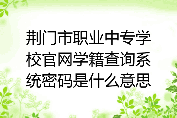 荆门市职业中专学校官网学籍查询系统密码是什么意思