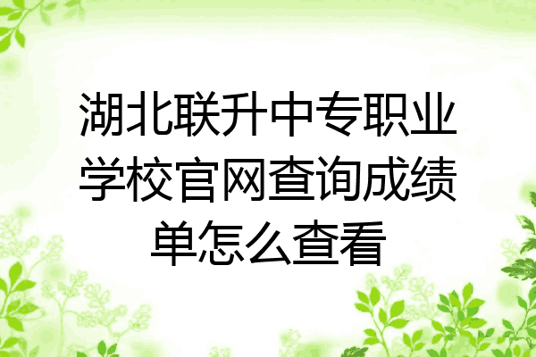 湖北联升中专职业学校官网查询成绩单怎么查看