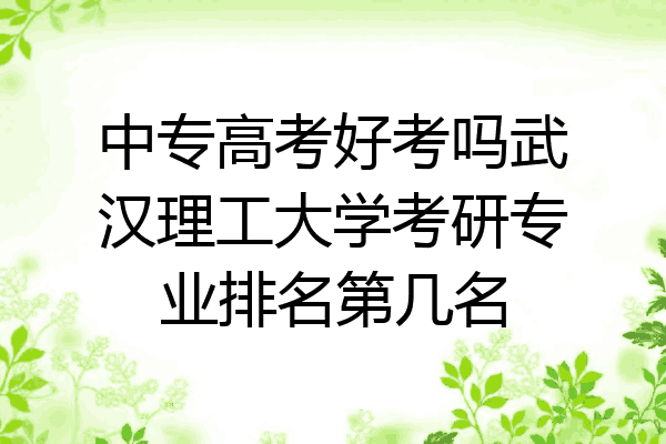 中专高考好考吗武汉理工大学考研专业排名第几名