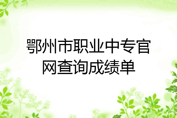 鄂州市职业中专官网查询成绩单
