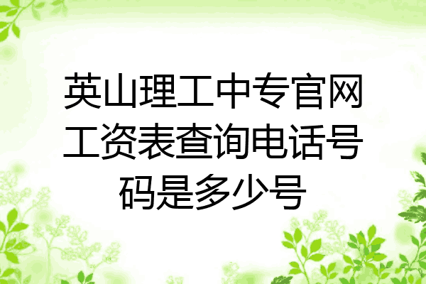 英山理工中专官网工资表查询电话号码是多少号