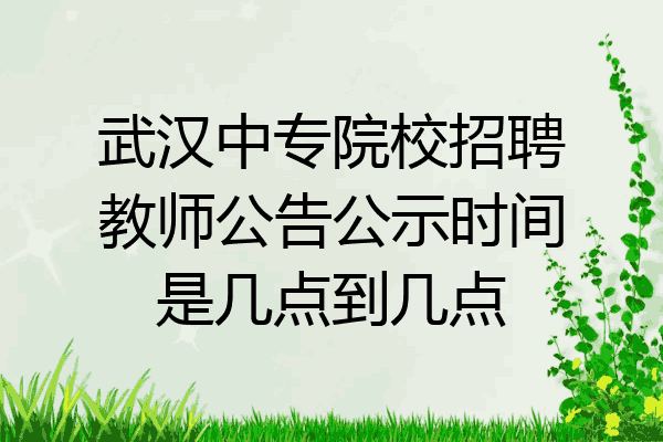 武汉中专院校招聘教师公告公示时间是几点到几点