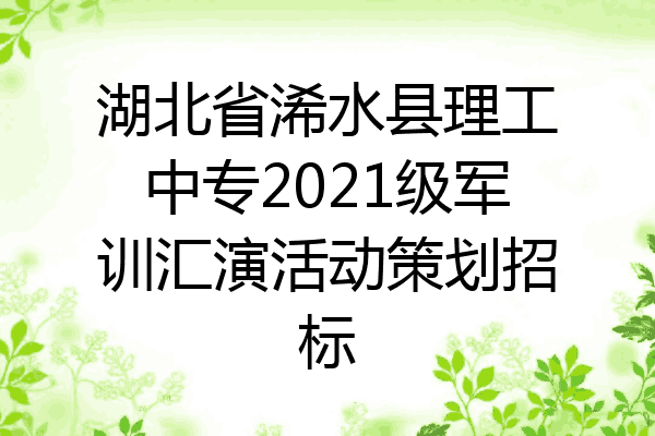 湖北省浠水县理工中专2021级军训汇演活动策划招标