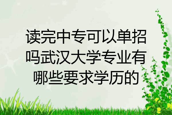 读完中专可以单招吗武汉大学专业有哪些要求学历的