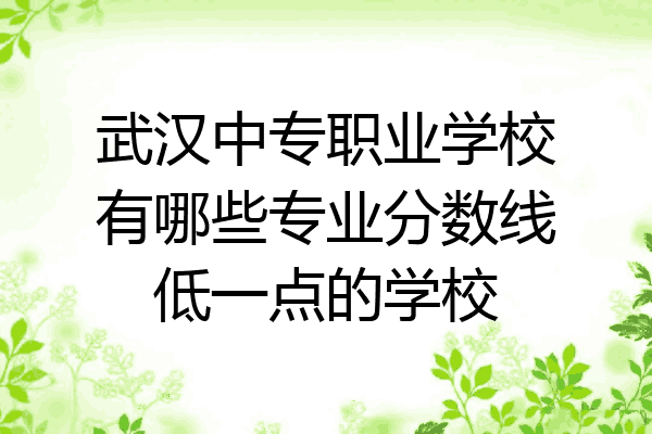 武汉中专职业学校有哪些专业分数线低一点的学校