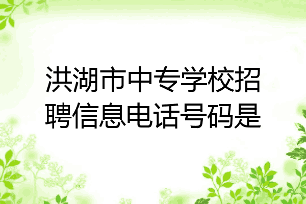 洪湖市中专学校招聘信息电话号码是